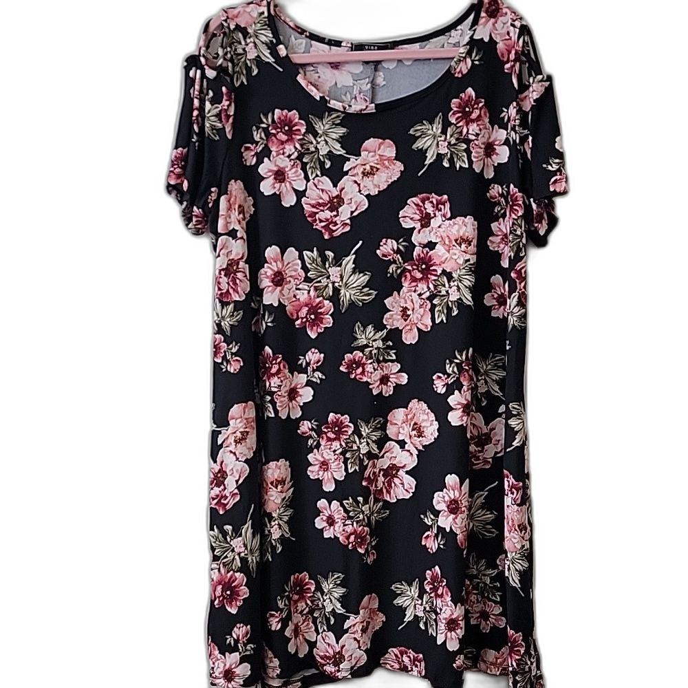 90s Y2K Fairygrunge Grunge Dark Coquette Vibe Black Pink Floral Plus Size Tunic